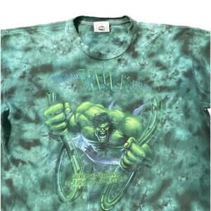 VTG Incredible Hulk Universal Studios Hollywood T-Shirt Tie Dye Green XXL Men